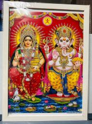 God Laxmi & Ganesh Photo with frame A4 Size