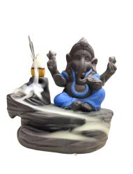 Blue Ganesh Cone Incense Holder With Smoke Fountain